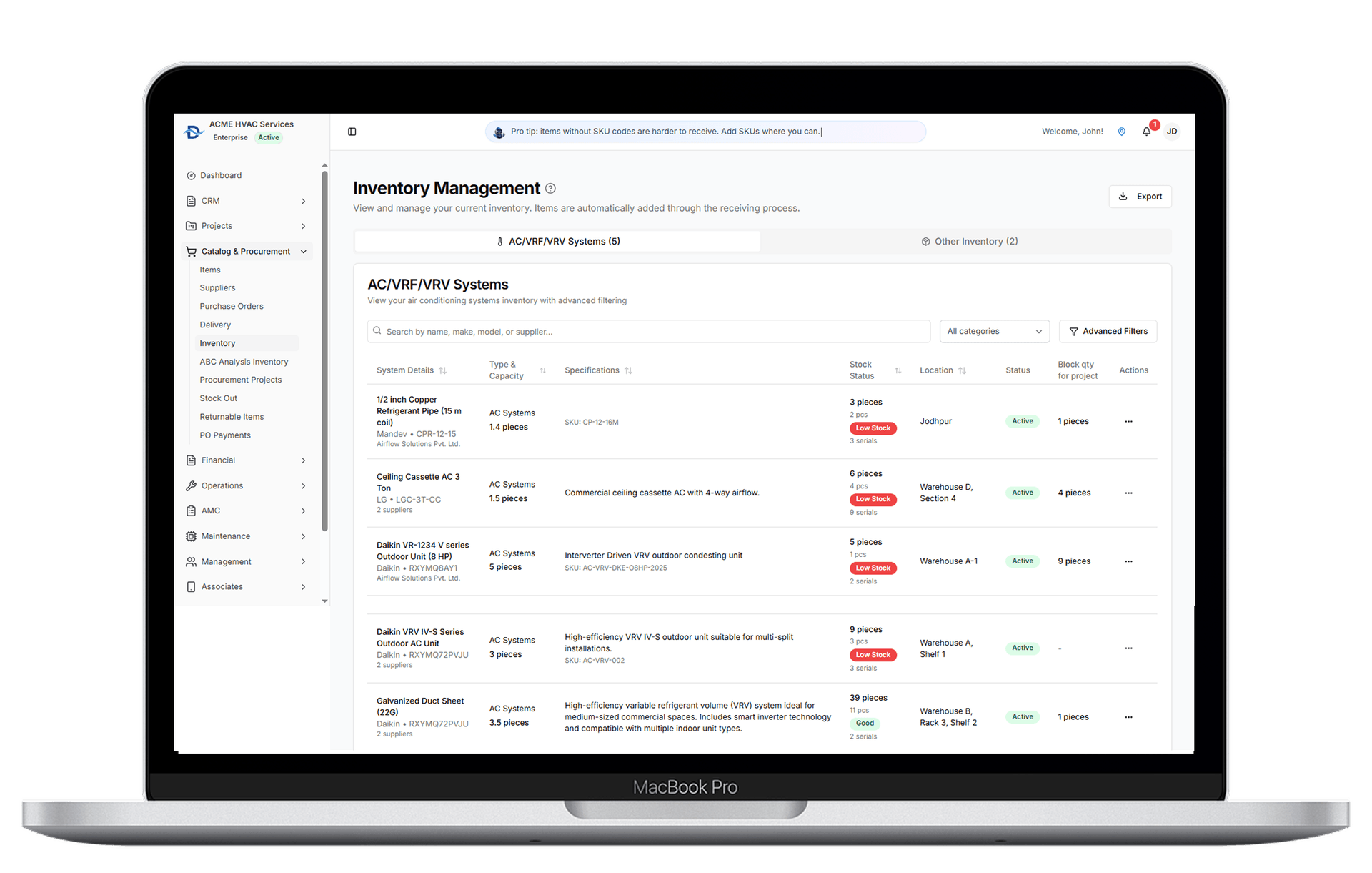 Inventory and AMC Management